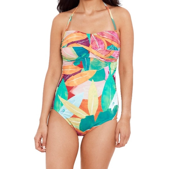 NWT Floral Time and Tru One Piece Swimsuit - Picture 1 of 6